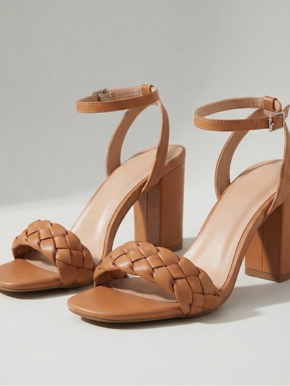 Dolce Vita Braided Block Heel Sandals - Brown